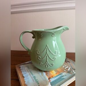 Harry & David Embossed Green Pitcher / Pot